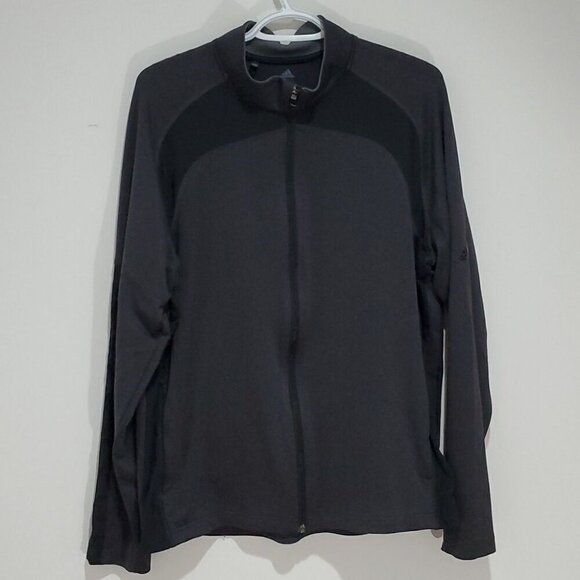 𝅺adidas large black and grey athletic zip up jacket - Picture 1 of 7
